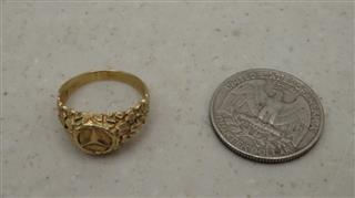 14K Mercedes-Benz Logo Nugget Ring Size: 7, 3.2g